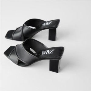 NWT ZARA SOFT LEATHER HEELED SANDALS